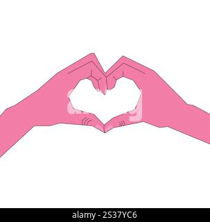 Illustration hand gesture love retro with blank background Stock Vector