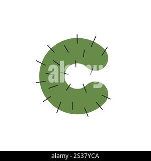 Logo letter C cactus summer unique design with blank background Stock Vector