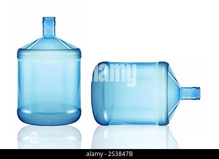 big and small plastic gallon containers isolated on white background. big and small plastic gallon containers Stock Photo