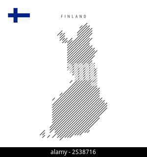 Finland map from pattern of black slanted parallel lines. Flat vector illustration isolated on white Stock Vector
