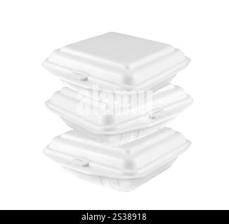 white foam boxes isolated on white background. white foam boxes Stock Photo