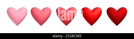 3d style realistic heart icon collection Stock Vector