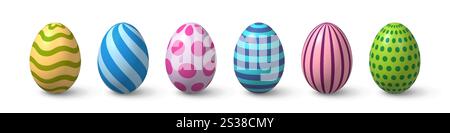 3d Easter eggs set. Stock Vector