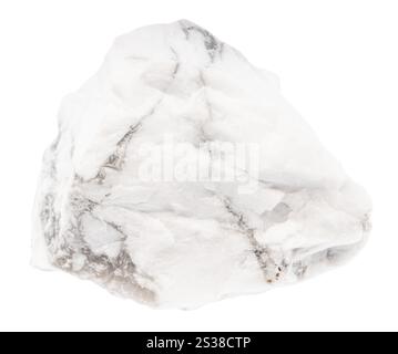 close up of sample of natural stone from geological collection - raw howlite mineral isolated on white background Stock Photo