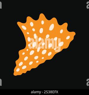 Elegant golden yellow seashell with white spots vector illustration Stock Vector