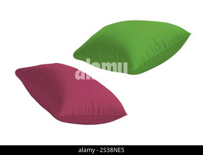 Red and green pillows isolated on white background. Red and green pillows isolated Stock Photo