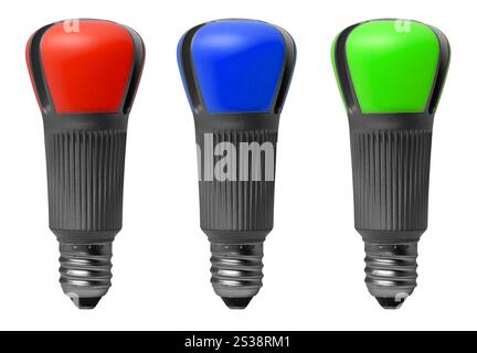 Three light bulbs isolated on white. Three light bulbs Stock Photo