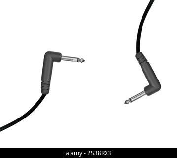 Guitar audio jacks with black cable isolated on white background. Guitar audio jacks with black cable isolated Stock Photo