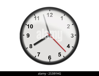 Wall clock showing five o'clock on black chalkboard background. Office ...