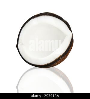 Half coconut isolated on white Stock Photo
