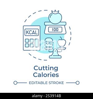 Cutting calories soft blue concept icon Stock Vector