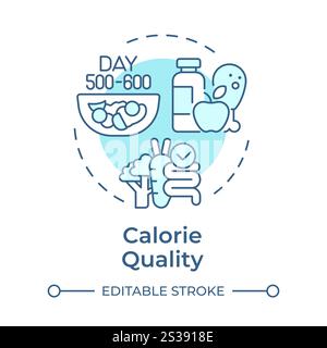 Calorie quality soft blue concept icon Stock Vector