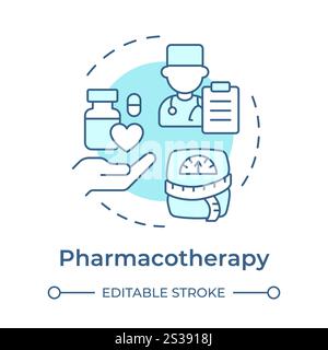Pharmacotherapy soft blue concept icon Stock Vector