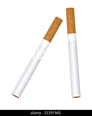 unlit cigarettes isolated isolated on white background. unlit cigarettes isolated Stock Photo