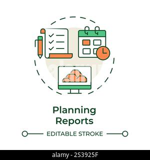Planning reports multi color concept icon Stock Vector