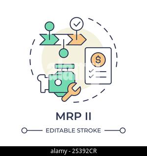 Manufacturing resource planning multi color concept icon Stock Vector
