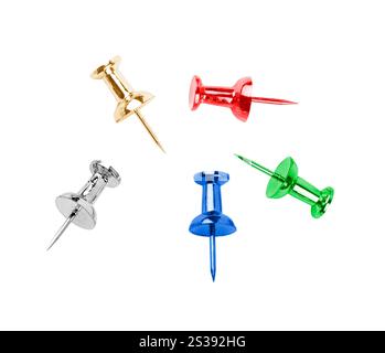 colorful pins isolated on white background. colorful pins isolated Stock Photo