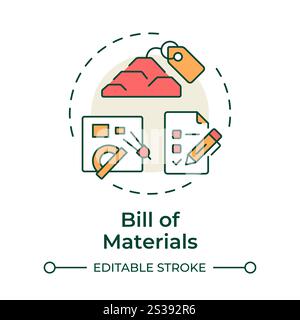 Bill of materials multi color concept icon Stock Vector