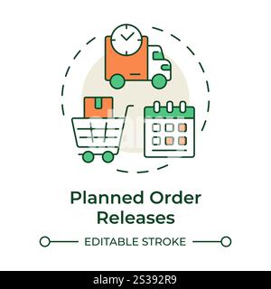 Planned order releases multi color concept icon Stock Vector