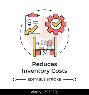 Reduces inventory costs multi color concept icon Stock Vector