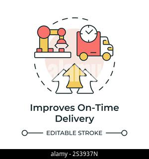 Improves on time delivery multi color concept icon Stock Vector