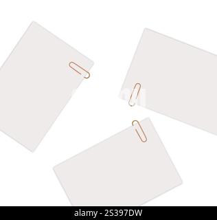 Empty sheets with paperclips isolated on white background. Empty sheets with paperclips isolated Stock Photo