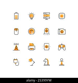 Business and technology - line design style icons set Stock Vector