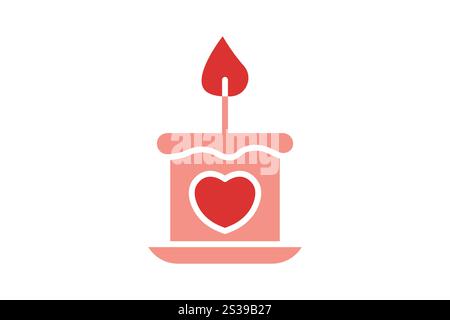 Candle icon. solid icon style. icon related to party, valentine. valentine day elements vector illustration Stock Vector