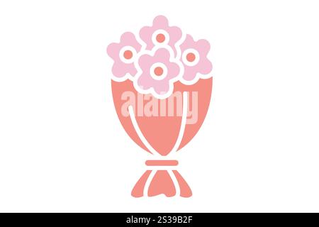 Bouquet icon. solid icon style. icon related to gift, valentine. valentine day elements vector illustration Stock Vector