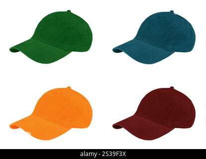 Four caps isolated on white. Four caps Stock Photo