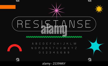 Minimal geometric alphabet font. Abstract typography letters logo modern design bold sans serif typeface. Vector illustration Stock Vector