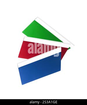 three colorful folders over white background. three colorful folders Stock Photo
