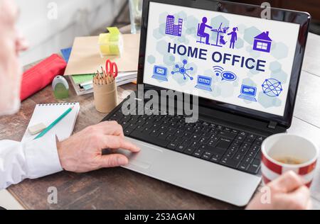Home office concept shown on a laptop screen Stock Photo