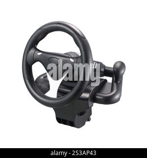 Computer steering wheel isolated on white background. Computer steering wheel Stock Photo