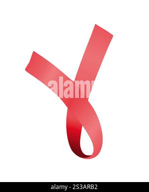 Red ribbon isolated on white background, close up view, copy space ...