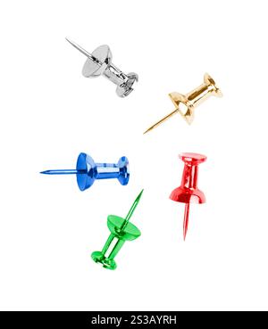 colorful pins isolated on white background. colorful pins isolated Stock Photo