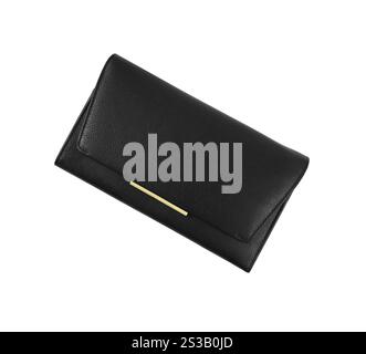 Womens Black Wallet isolated on white background. Womens Black Wallet isolated Stock Photo