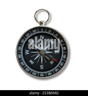Vintage compass with shadow isolated on white background. Concept of ...