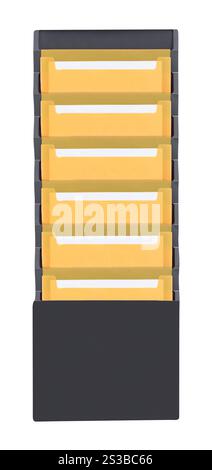 Stacked yellow folders on white background Stock Photo - Alamy