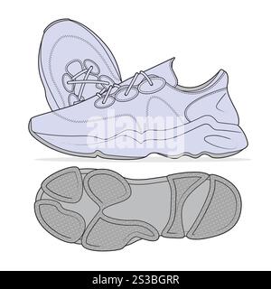 Volleyball shoe vector template technical illustration. Stock Vector