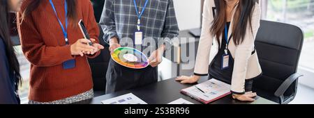 Asian business woman Brainstorm meeting pplication Designers mobile app interface Creative digital development software design project ux ui. Stock Photo