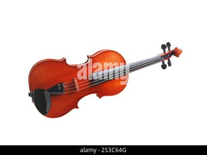 Violin front view isolated on white background. Violin front view isolated Stock Photo