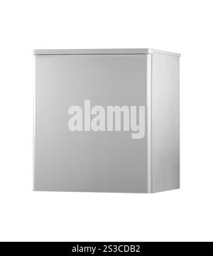 small stainless steel refrigerator isolated on white Stock Photo
