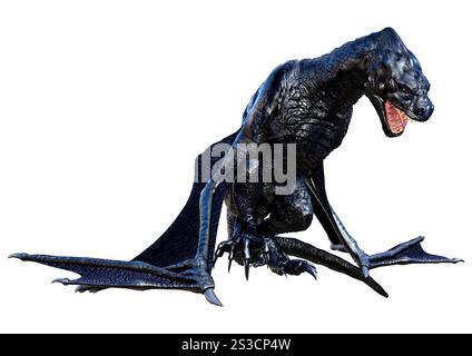 3D rendering of a fantasy dragon isolated on white background Stock ...