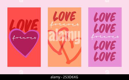 Cute hand drawn heart and text stories template. Printable great background for Valentine's Day, Weddings, Mother's Day. Design for card, postcard, po Stock Vector