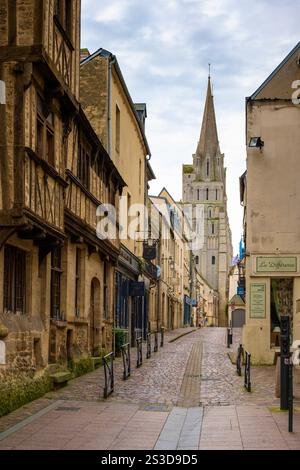 Cobbled Street, Bayeux, Normandy, France Stock Photo