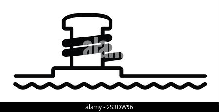 Cartoon mooring posts, or bollards icon. For ship, boat, ferry or mooring boats. Marine bollard for boats or yachts mooring. For rope tied on pier. Bo Stock Photo