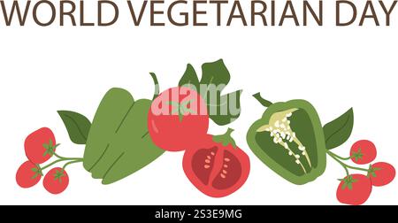 World vegetarian day celebration with fresh vegetables illustration. Stock Vector
