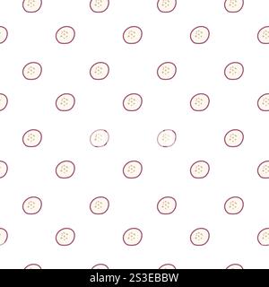 Seamless pattern of dotted circles with a pink border on white background. Stock Vector