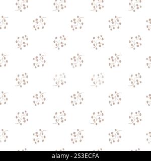 Elegant minimalist floral pattern in soft beige on white background. Stock Vector